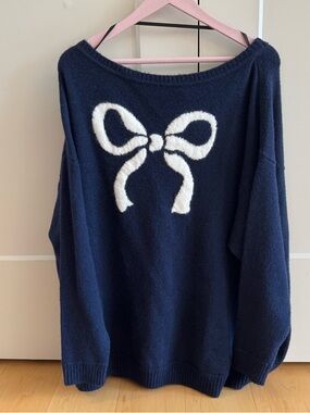 Navy Blue Torrid Bow Sweater
